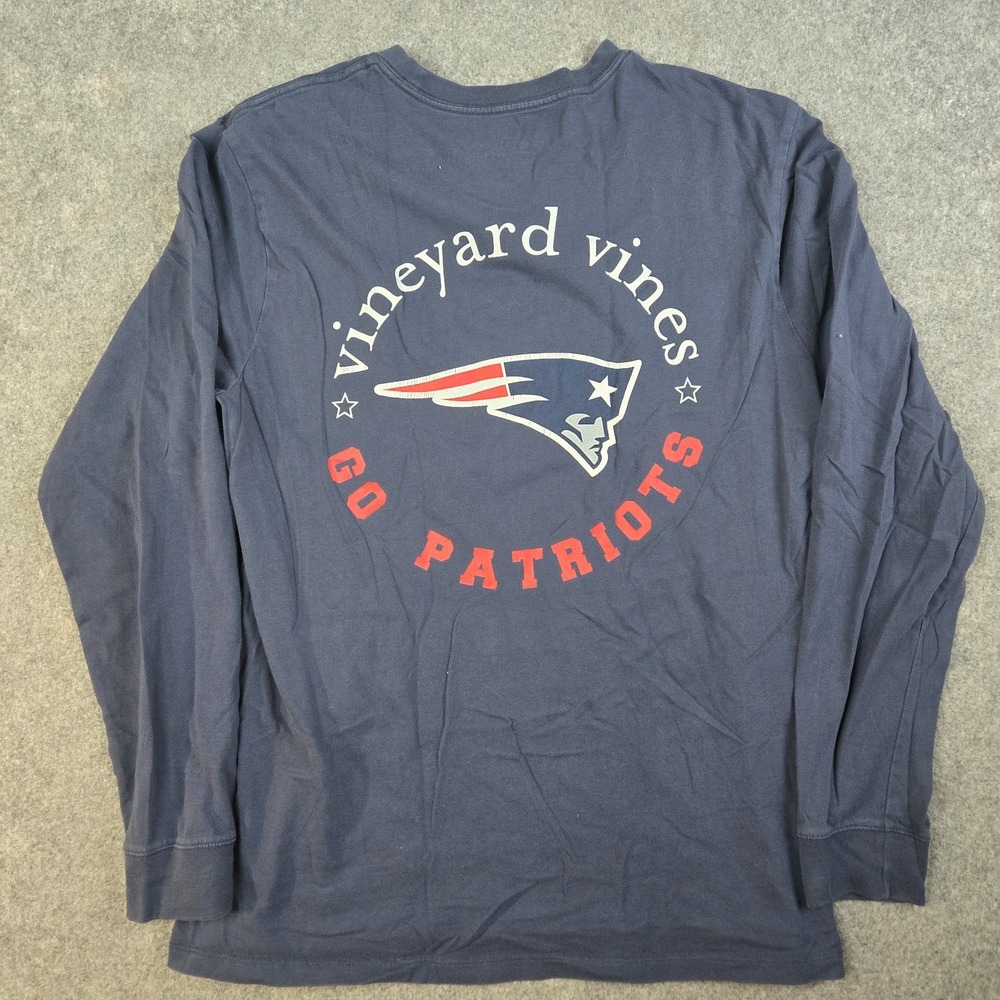 Vineyard‎ Vines T-Shirt Mens Small Blue New England Patriots Long Sleeve NFL